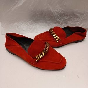 COPY - Jeffrey Campbell red loafer with gold chain detail size 8.5